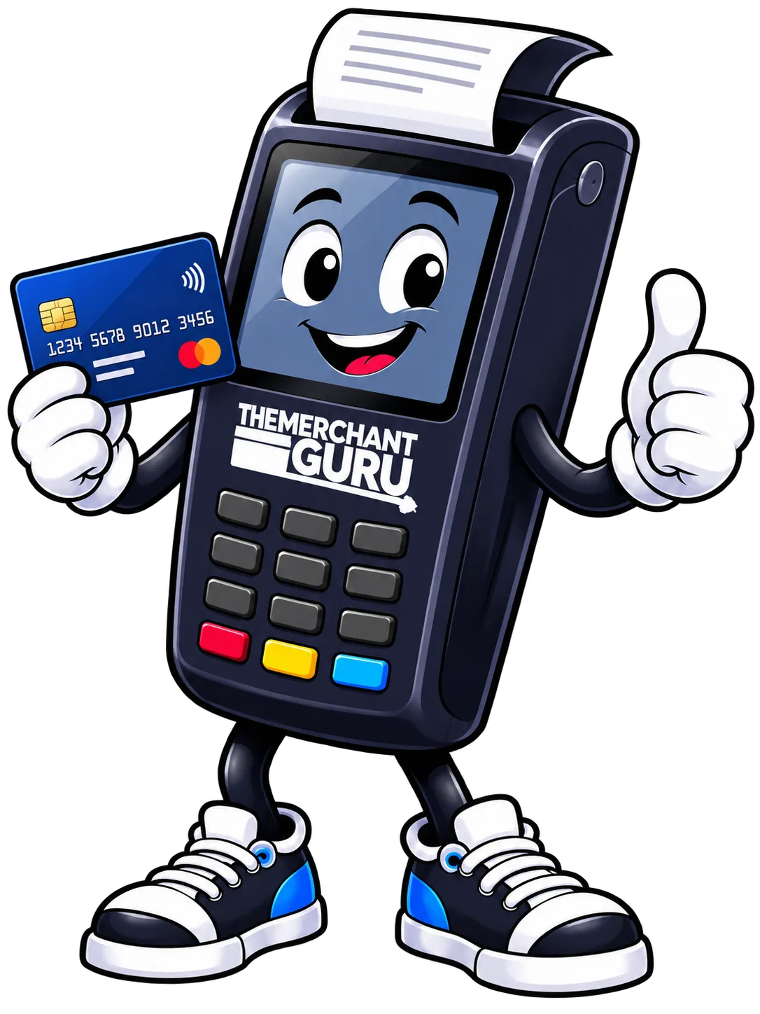 The Merchant Guru payment terminal mascot