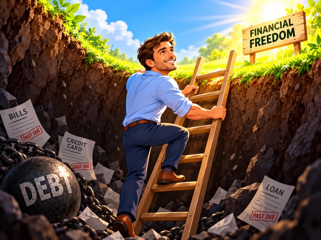 Debt settlement client climbing toward financial freedom