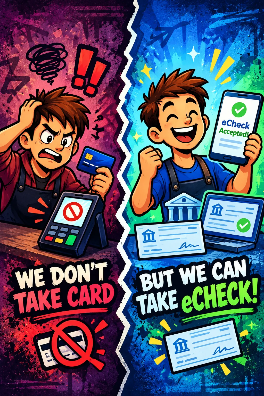 No card? eCheck accepted sign for customers paying from a checking account