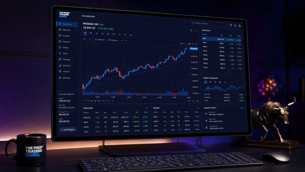 Stock trading chart on a computer